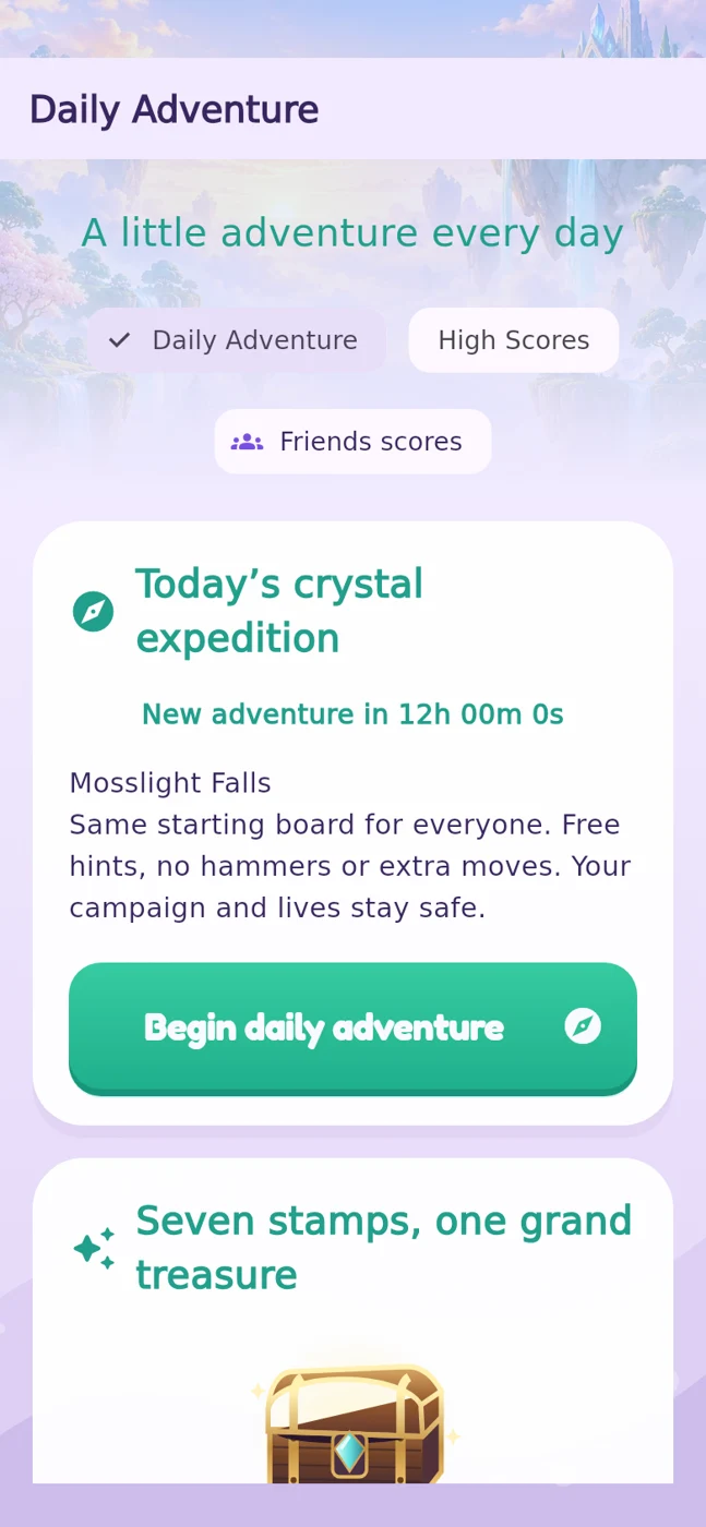 Daily Adventure screen from Prisma: Crystal Match
