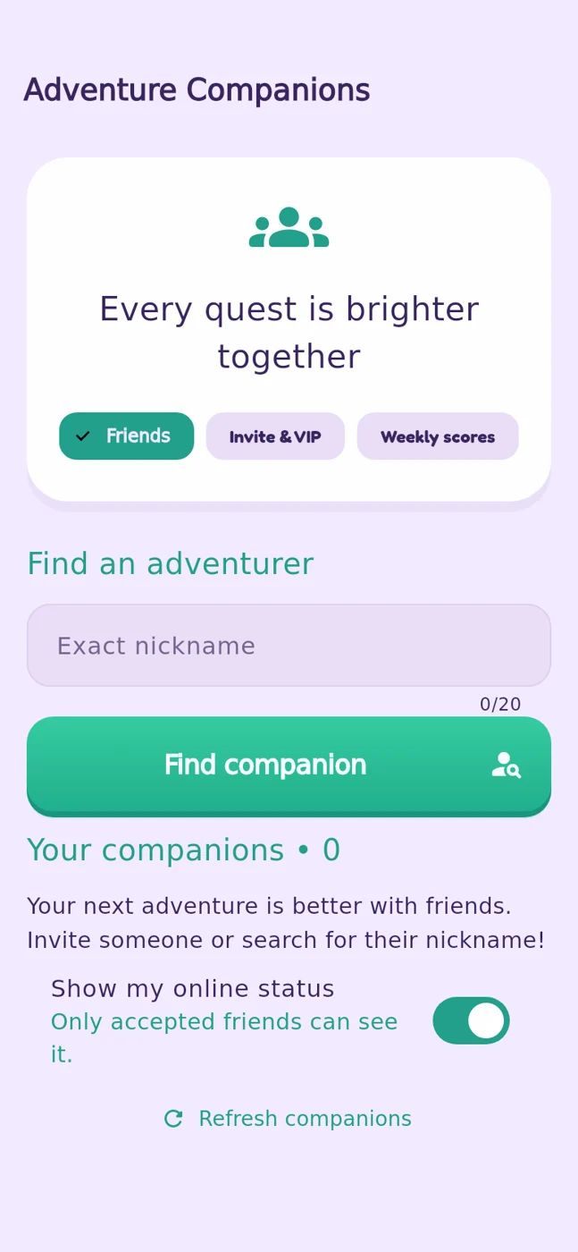 Friends screen from Prisma: Crystal Match