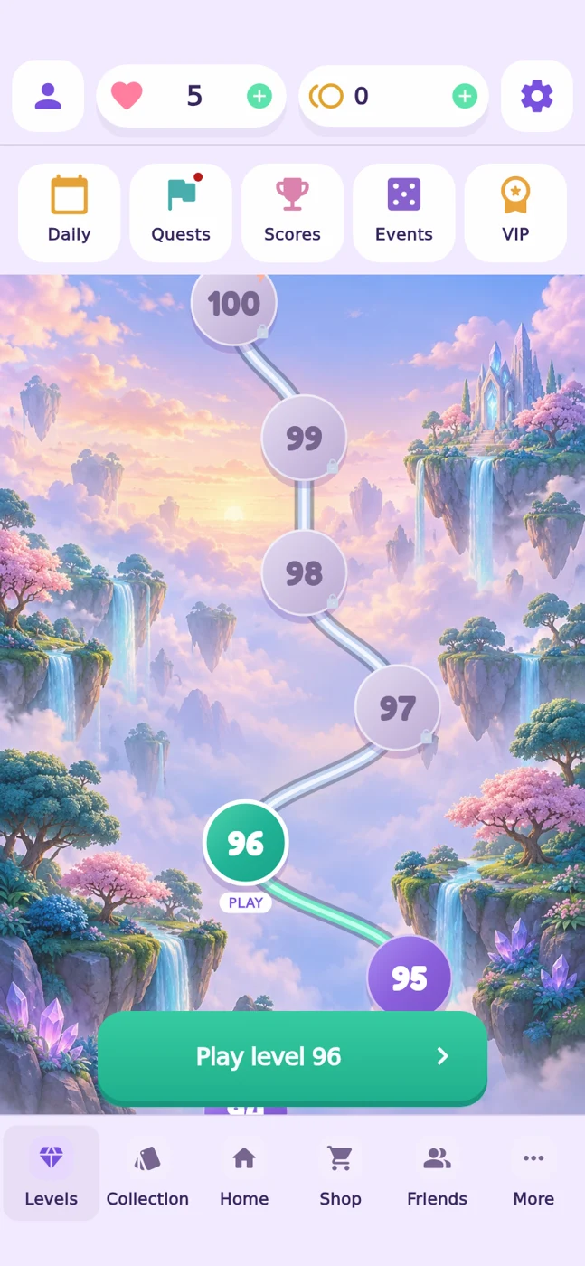The journey screen from Prisma: Crystal Match